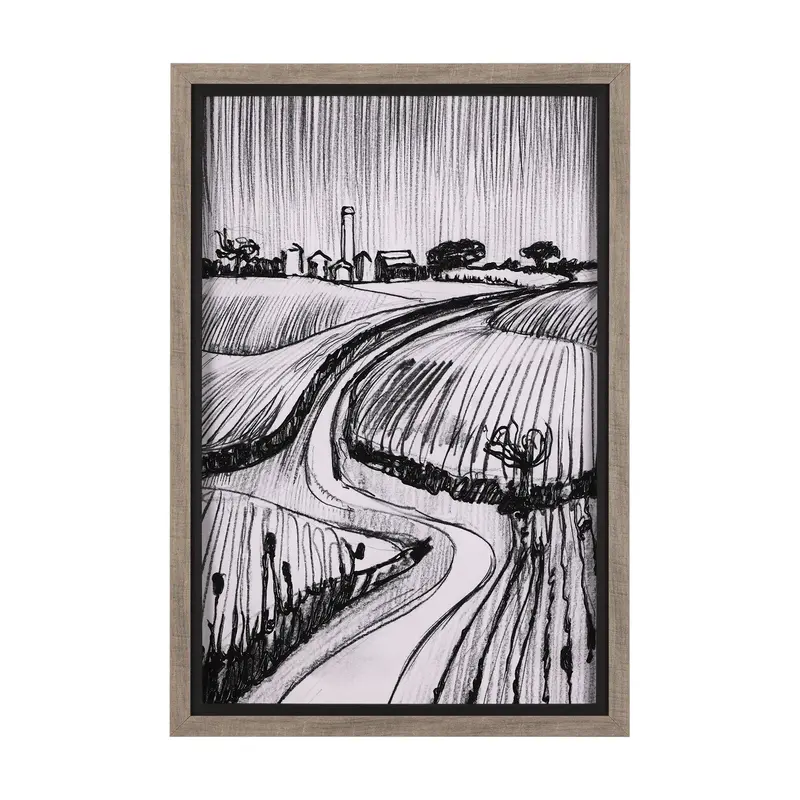 'Rural Sketch-Ii' Textured Framed Art Print By Mercana Studio 1