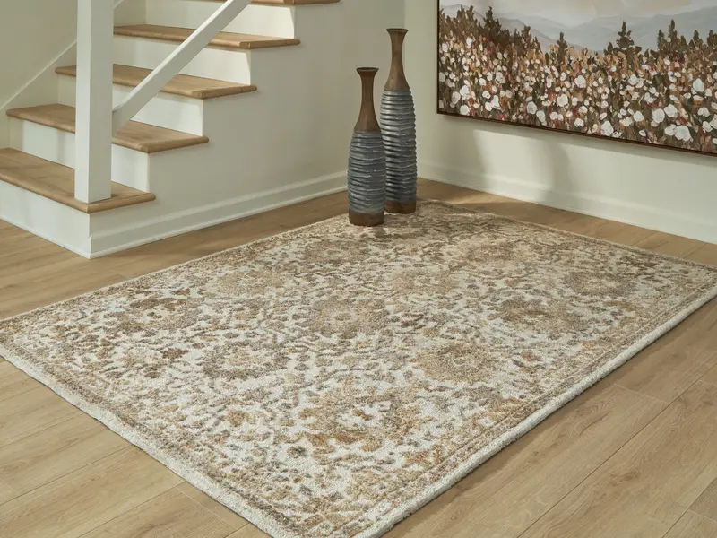 Sableridge Medium Area Rug In Ivory, Taupe, And Camel Hues 1