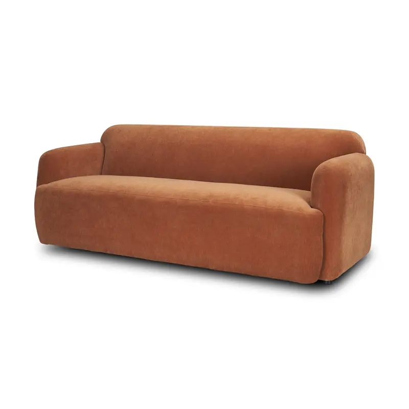 Saga 3-Seater Sofa – Stonewashed Rust Chenille Upholstered Living Room Couch 1