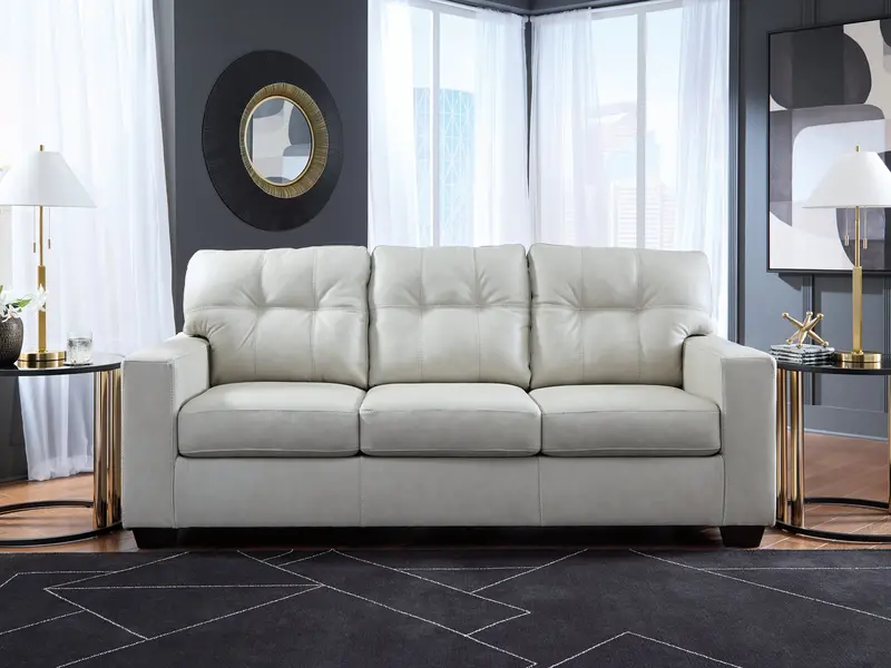 Santorine Bone-Tone Upholstered Sofa With Track Arms 1