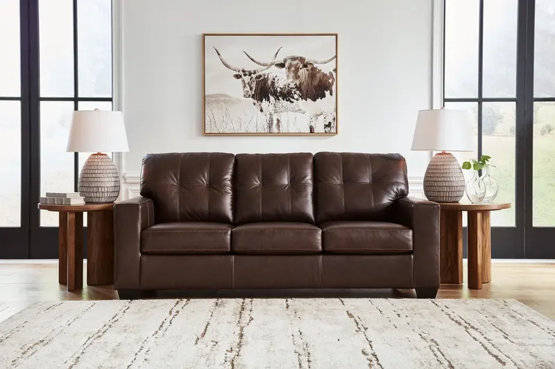 Santorine Dark Brown Leather-Look Sofa 1