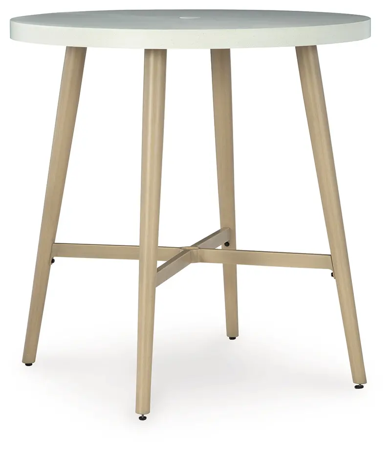 Seton Creek Beige Outdoor Bar Table – Weather-Resistant Design 1