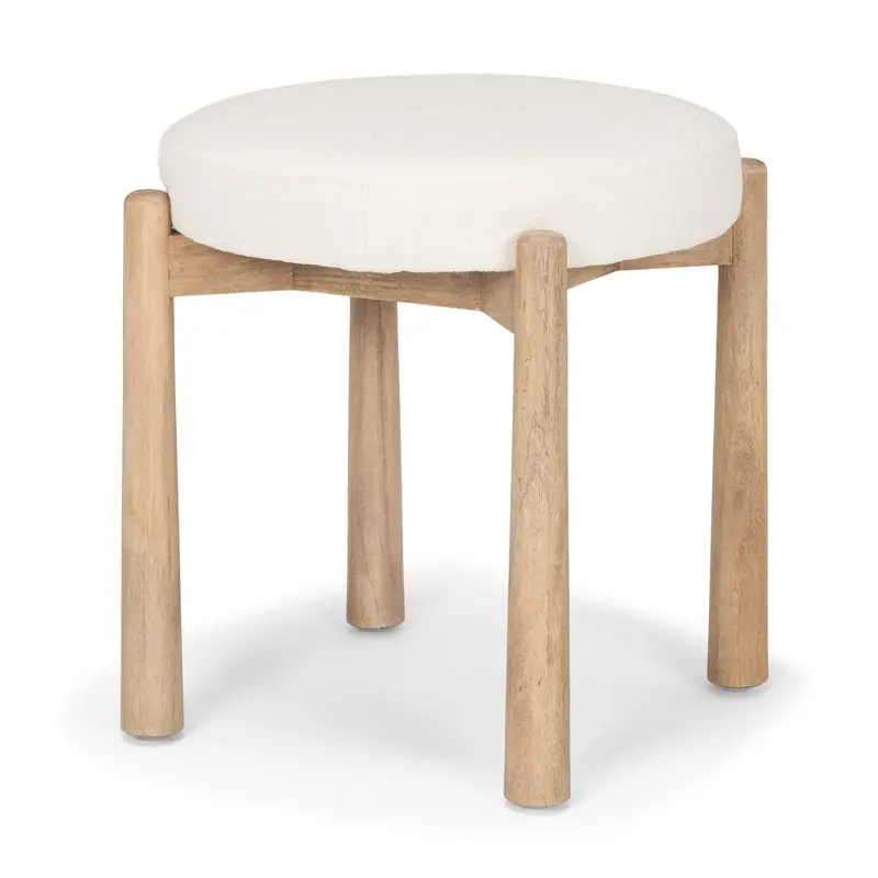 Shaiden Stool – Brown Wood Frame With Cream Fabric Seat 1