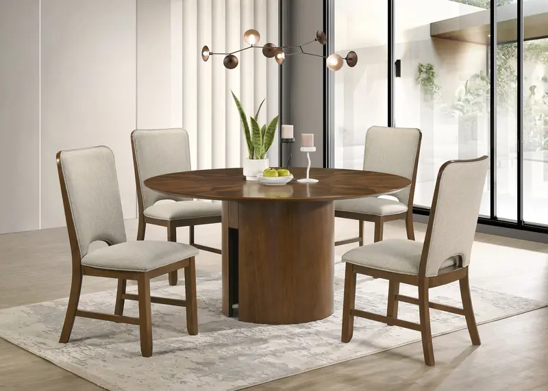 Shari Brown 5-Piece Round Dining Room Set 1