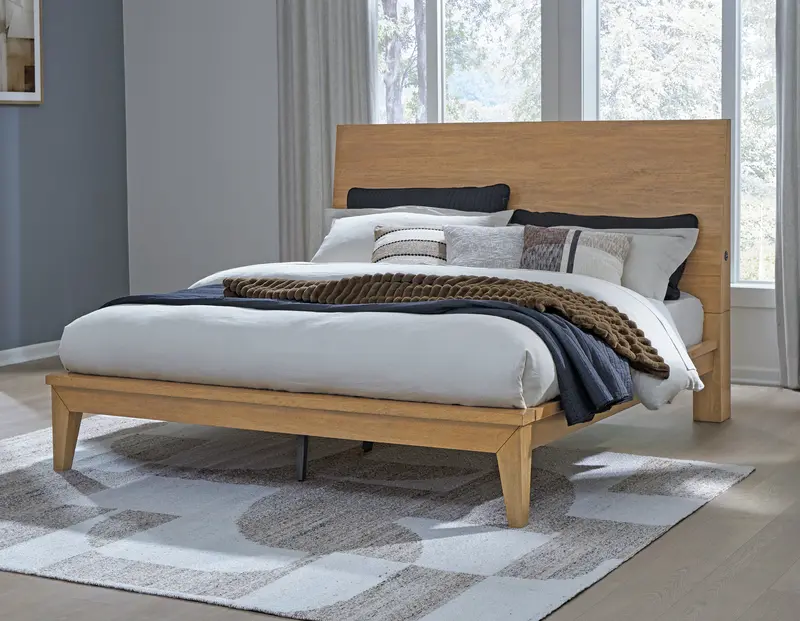 Sherbana Light Brown California King Platform Bed Frame 1