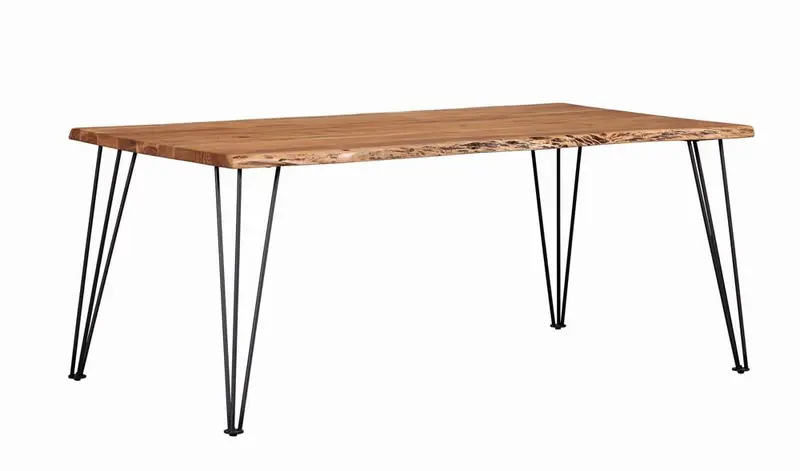 Sherman Natural Acacia Rectangular Dining Table – Matte Black Base Accent 1