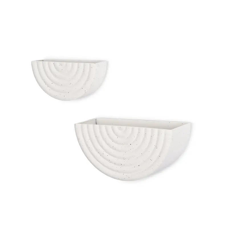 Shilo Wall-Mounted Hanging Planters In Matte White Metal (Set Of 2) 1