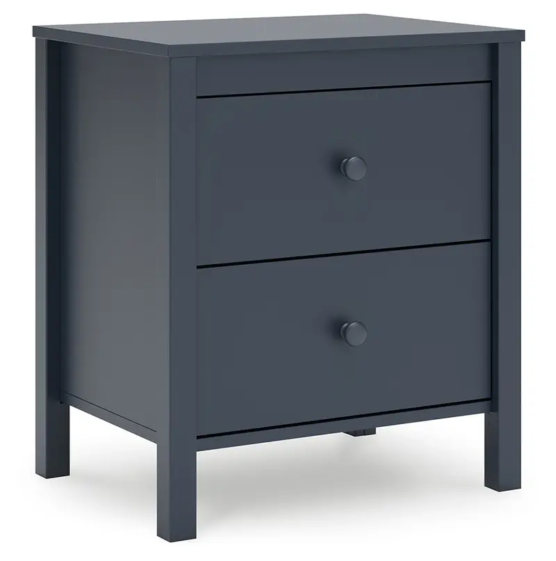 Simmenfort Navy Blue Wood Nightstand With Drawer And Open Shelf 1