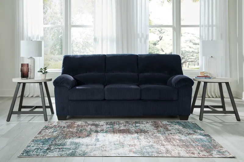 Simplejoy Navy Fabric Sofa – Contemporary Living Room Seating 1