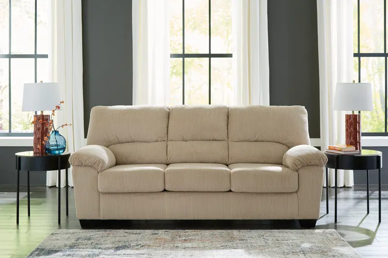 Simplejoy Sand-Tone Upholstered Sofa 1
