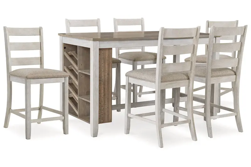Skempton White And Light Brown Counter Height Dining Set – 4-Piece Bistro Collection 1