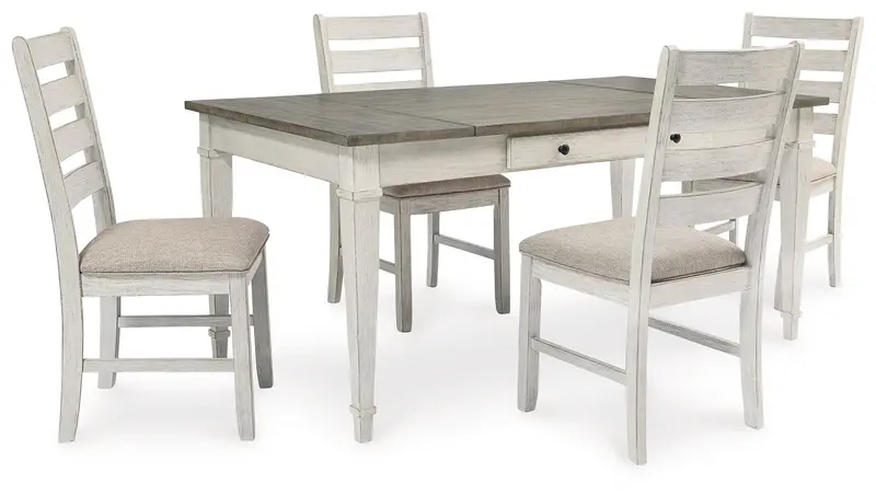 Skempton White & Light Brown Dining Table With Four Matching Chairs 1