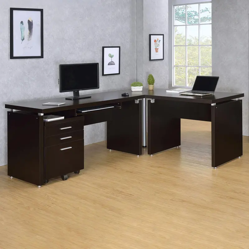 Skylar Cappuccino 4-Piece Executive Desk Furniture Set 1