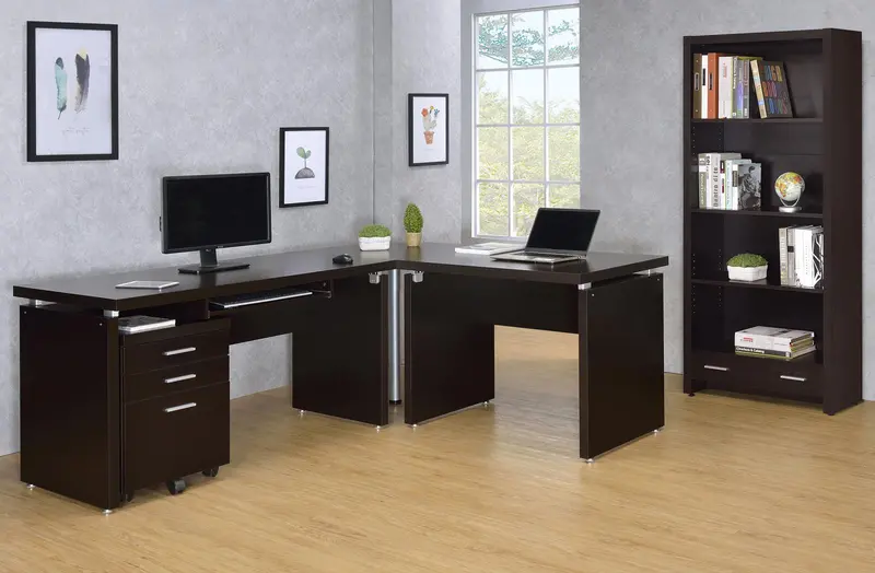 Skylar Cappuccino L-Shaped Computer Desk – Engineered Wood 1