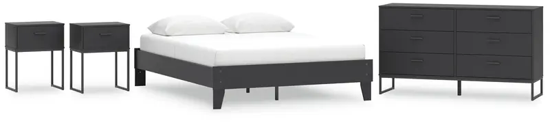 Socalle Queen Platform Bed Bundle: Dresser + Two Nightstands (Black) 1