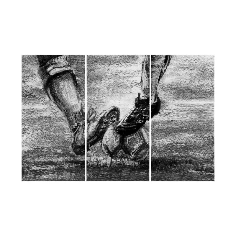 Soccer-L Triptych Wall Art By Mercana Studio – Textured Hand-Embellished Canvas Set 1