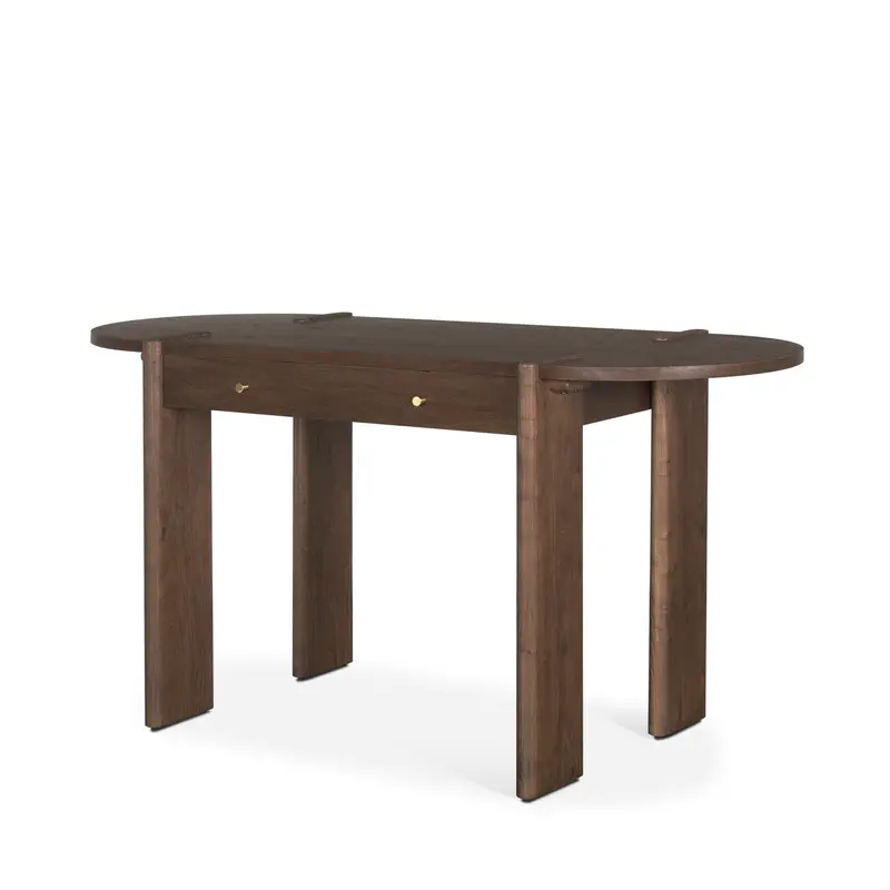Sohan Oblong Desk — Dark Brown Elm Wood With Clean Modern Lines 1