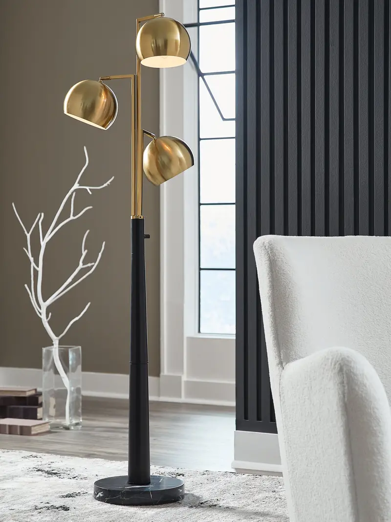 Sorcha Gold-And-Black Floor Lamp With Modern Metallic Accent 1