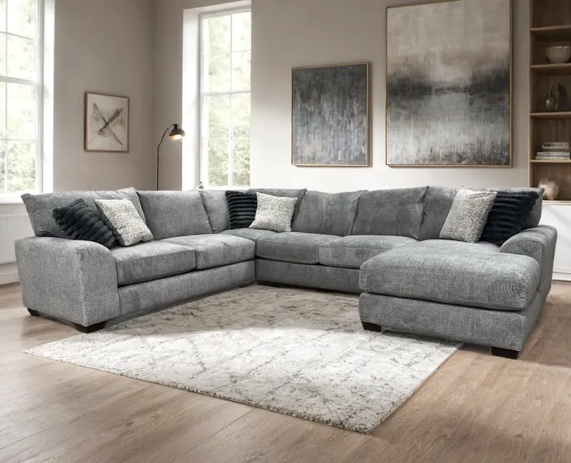Sorento Oversized Gray Sectional Sofa With Contemporary Design 1