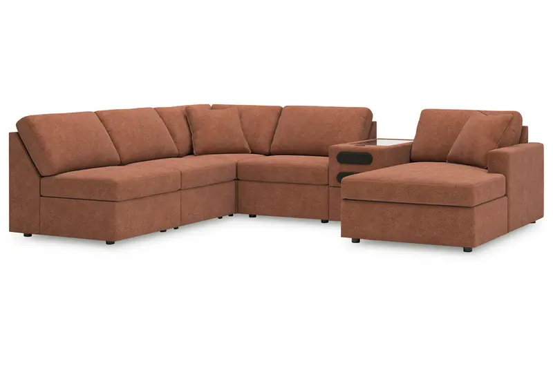 Spice-Hued 6-Piece Sectional Sofa With Ergonomic Chaise Extension 1