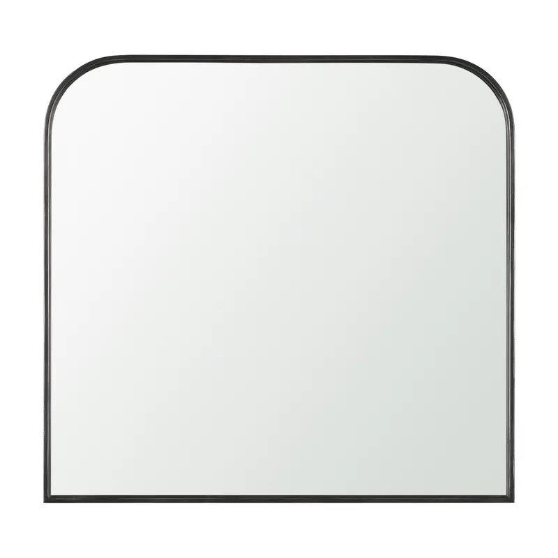 Square Arched Mirror With Brushed Black Metal Frame – Timon Line 1
