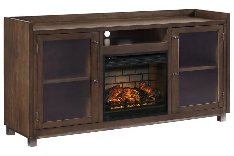 Starmore Brown 70-Inch Tv Stand Featuring Built-In Electric Fireplace 1