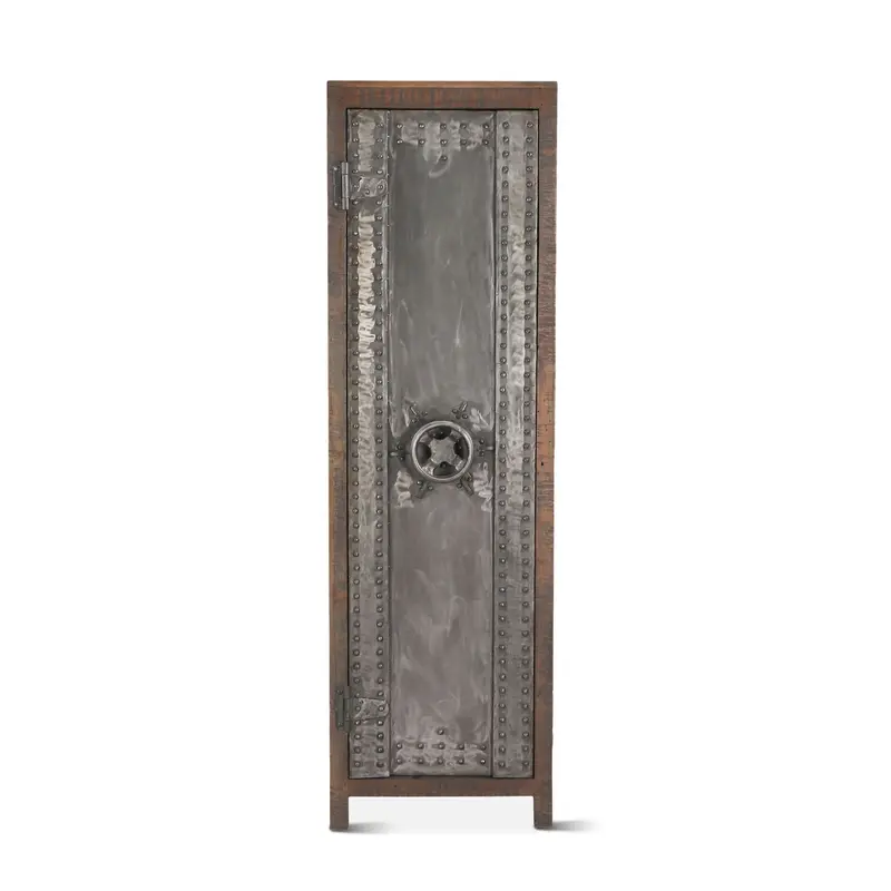 Steampunk-Inspired 21-Inch Tall Accent Cabinet – Industrial Metal & Wood 1