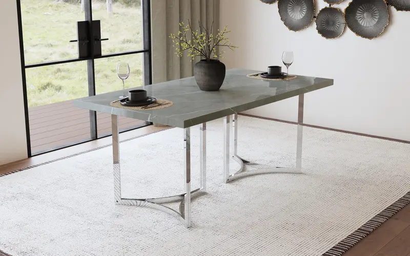 Sterling Gray Faux Marble Rectangular Dining Table 1