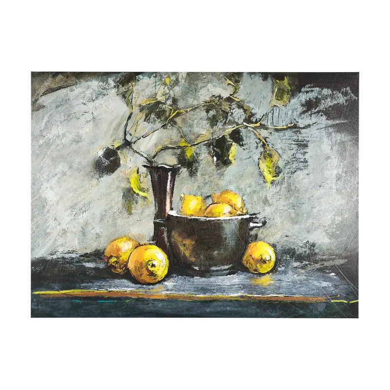 'Still Life With Lemons' – Hand-Embellished Textured Canvas By Mercana Studio 1