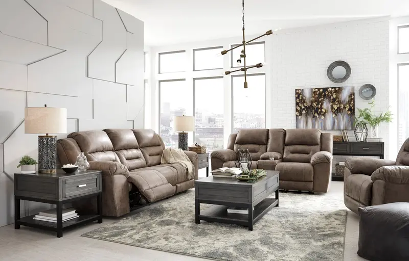 Stoneland Fossil Leather Reclining Living Room Collection 1