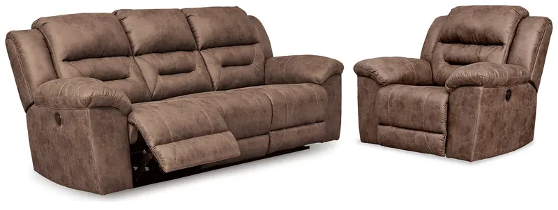 Stoneland Power Reclining Sofa And Matching Recliner 1