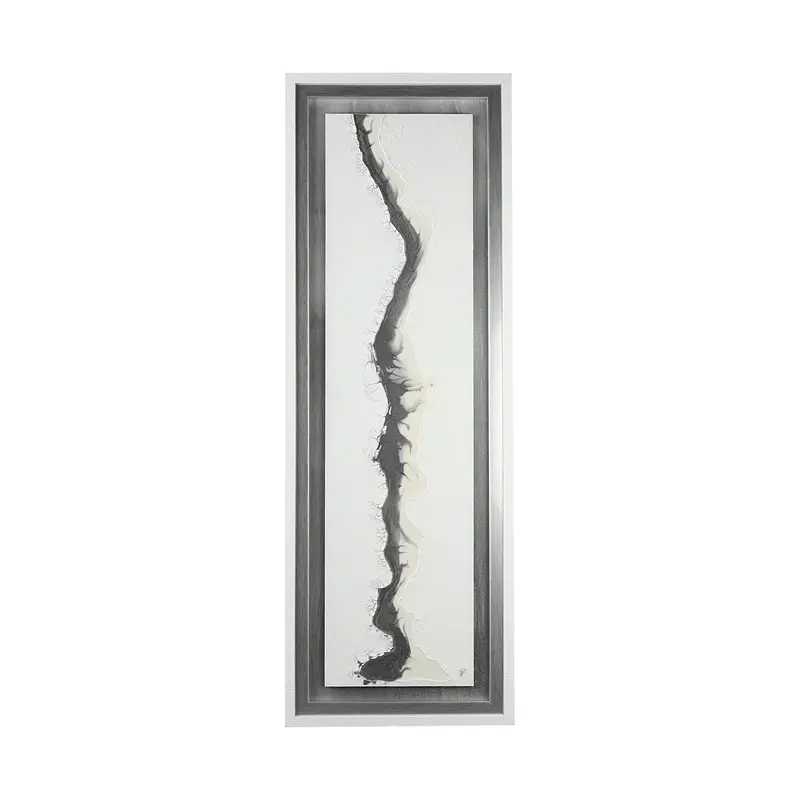 Studio M 'White And Silver River' Framed Art Print With Glass Matting 1