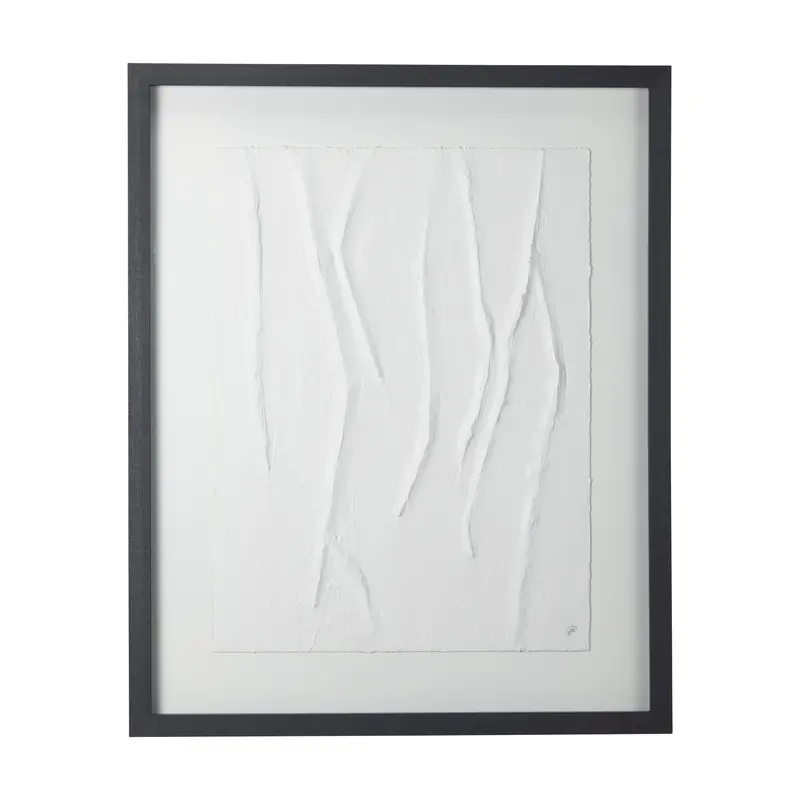 Studio M'S 'White Vines I' – Handmade 3D Textured Framed Artwork Under Glass 1
