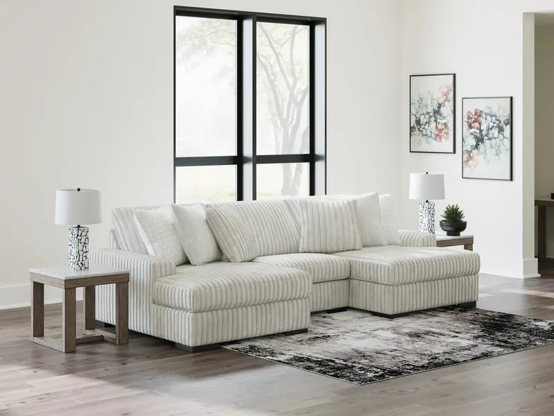 Stupendous Alloy Metal-Framed 3-Piece Double Chaise Sectional — Modern Lounge Style 1