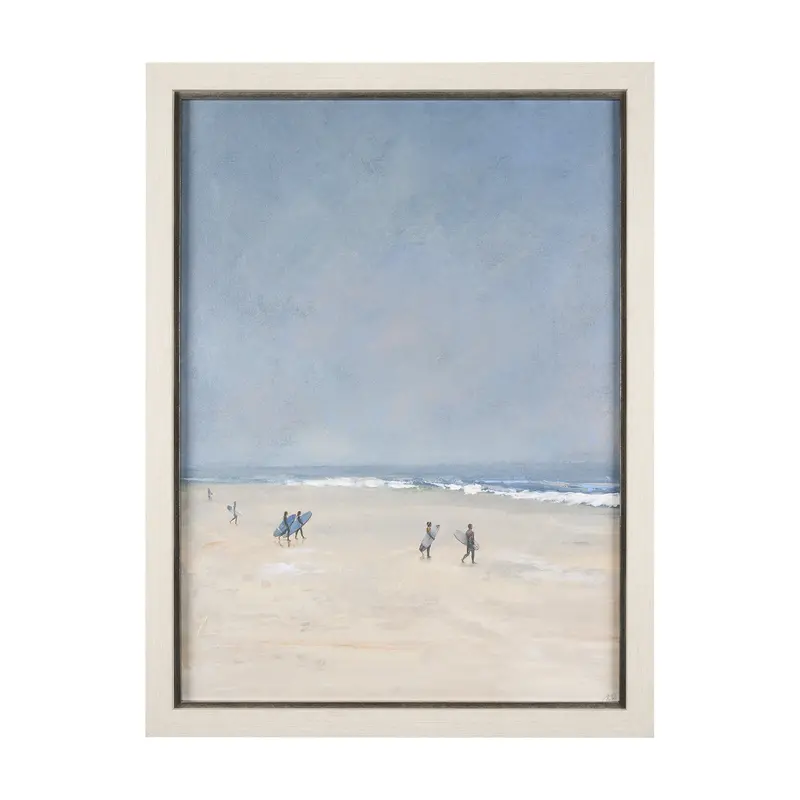 'Surfers And The Sea I' Framed Textured Art Print – Hand-Embellished By Mercana Studio 1