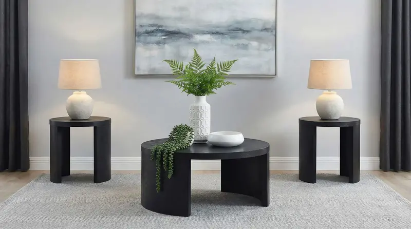 Sweeney Occasional Table Set: Black, 3-Piece Coffee & End Tables 1