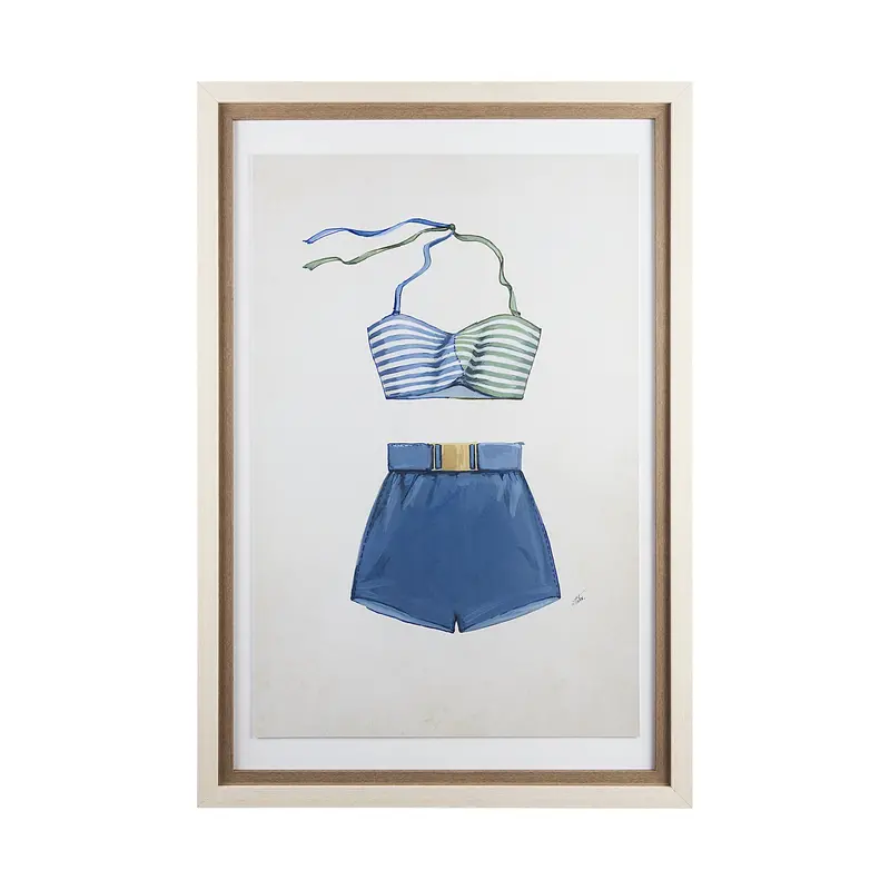 Swimsuit Blue Framed Art Print By Mercana Studio – Hand Embellished & Matted Under Glass 1
