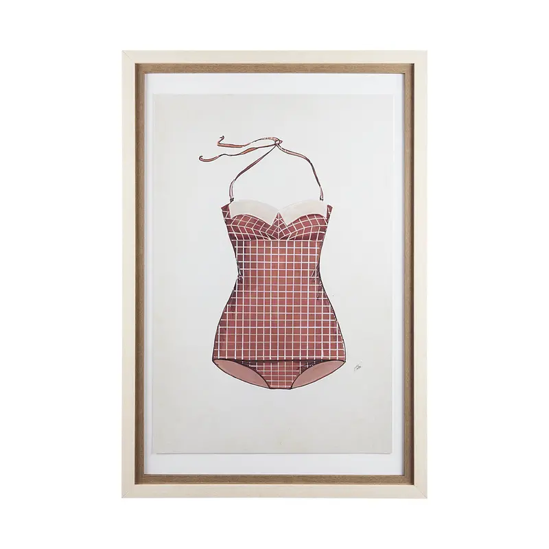 Swimsuit Pink Framed Art Print By Mercana Studio – Hand Embellished & Matted Under Glass 1