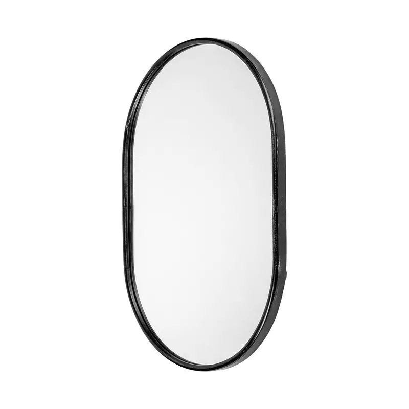 Sylvia Ii Oval Wall Mirror – Black Metal Frame (24" X 35") 1