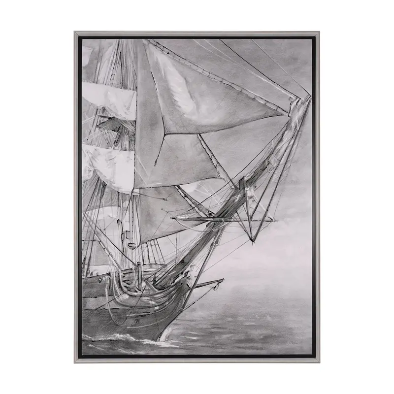 'Tall Ship I' Textured Framed Canvas – Mercana Studio Original 1