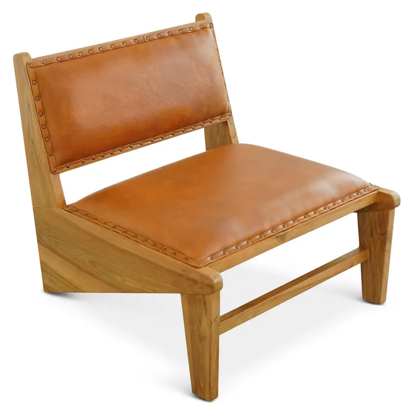 Talon Tan Full-Grain Solid Wood Leather Lounge Chair 1