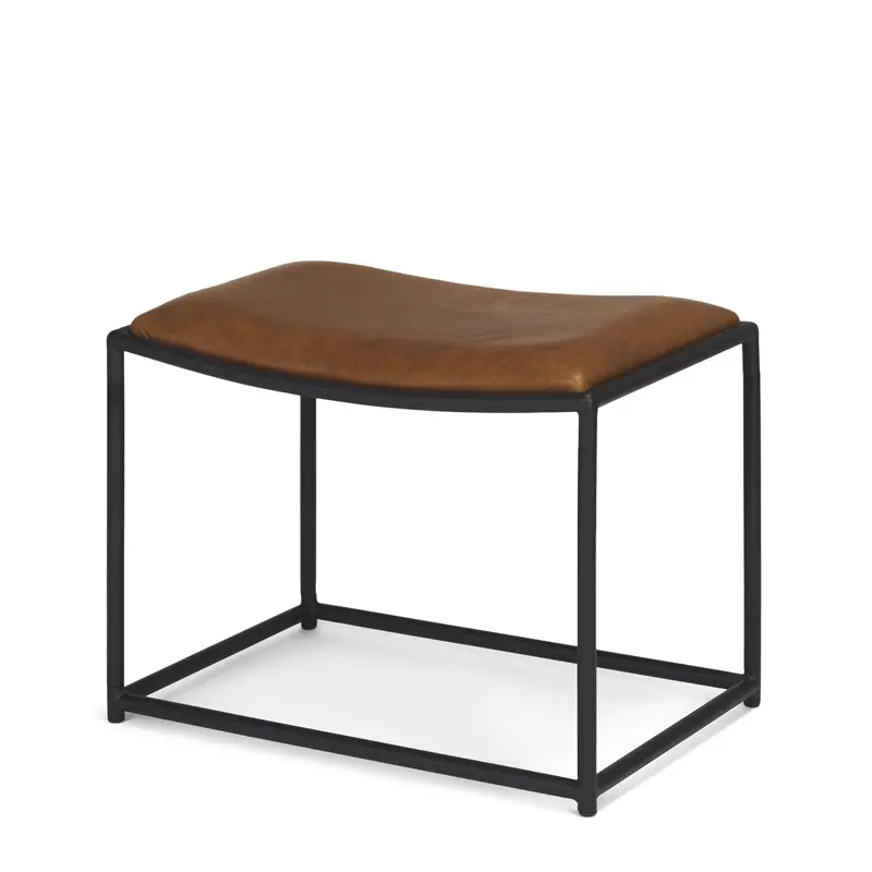 Taniel Leather Counter Stool – Brown Seat With Black Metal Frame 1