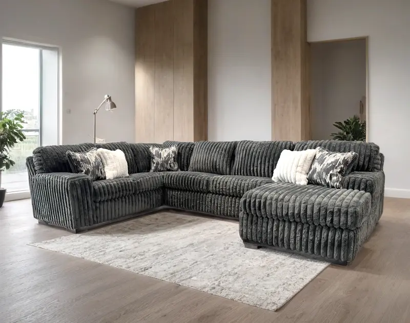 Tarbert Charcoal Fabric Sectional Sofa – Modular Design 1