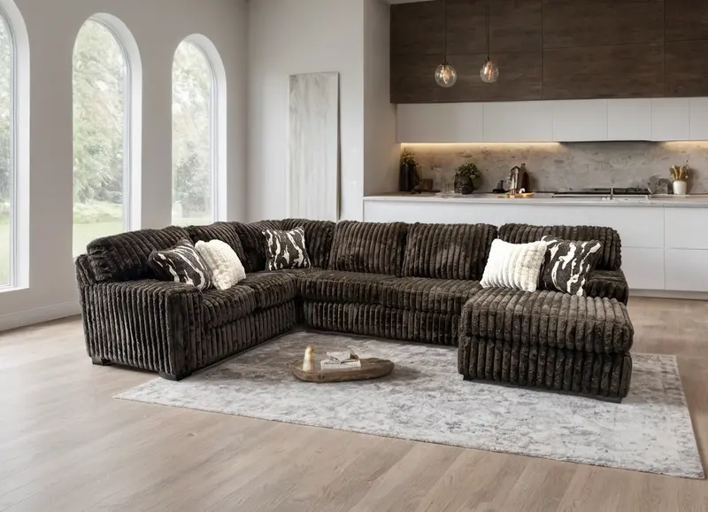 Tarbert Chocolate Leather-Look Sectional Sofa 1
