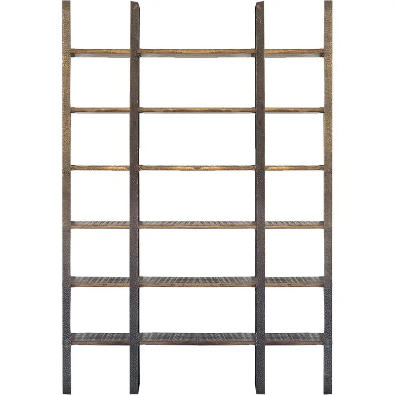Taunton I Tall 6-Tier Shelving Unit – Brown Wood & Black Iron, 80"L X 10.5"W X 90"H 1