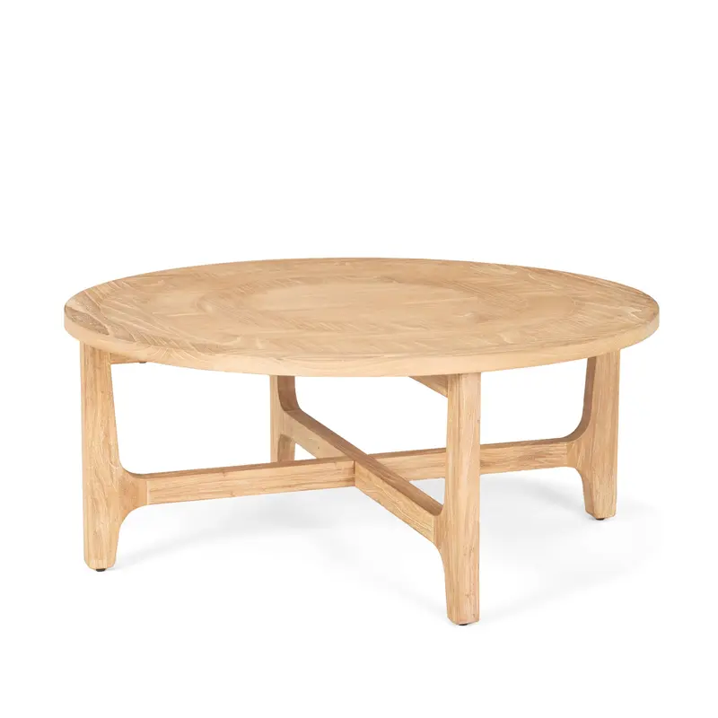 Taylin Light Brown Round Solid Wood Coffee Table 1