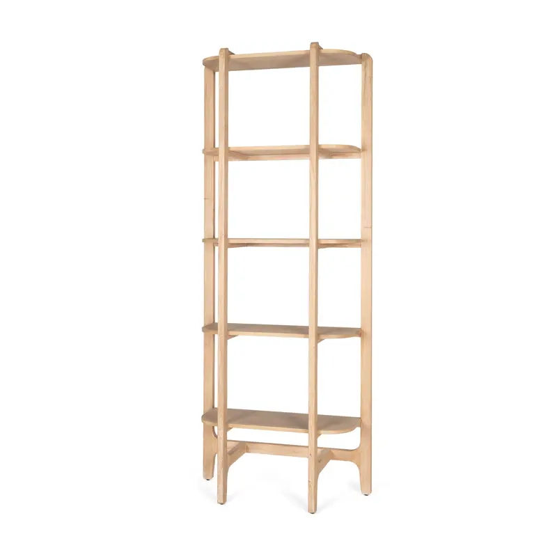 Taylin Light Brown Solid Wood Open-Style Bookshelf 1