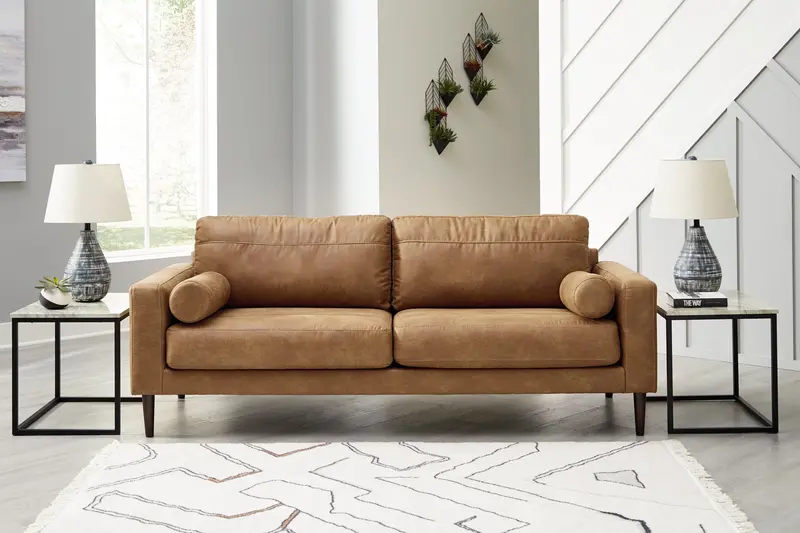Telora Caramel Upholstered Sofa With Modern Silhouette 1