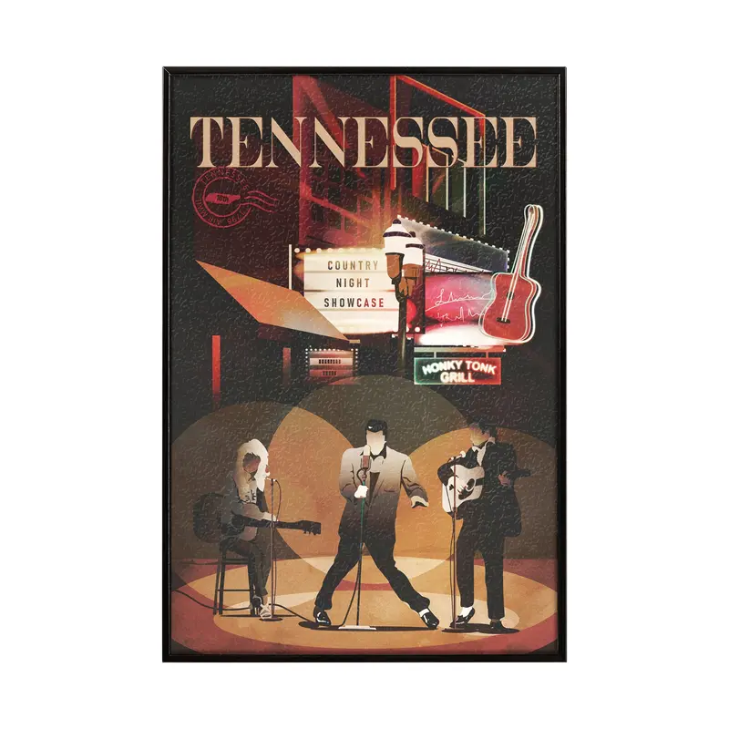 Tennessee Go Usa (Small) – Hand-Embellished Decograph Framed Art Print By Mercana Studio 1
