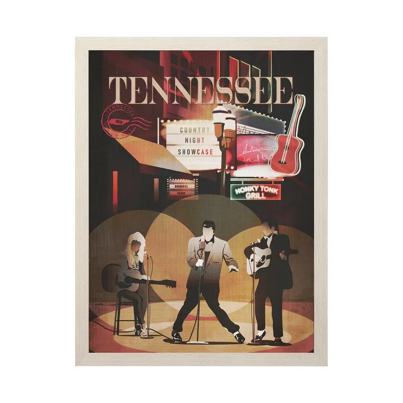 Tennessee-Themed Usa Decorative Art Print (Large) By Mercana Studio – Hand-Embellished Decograph Frame 1